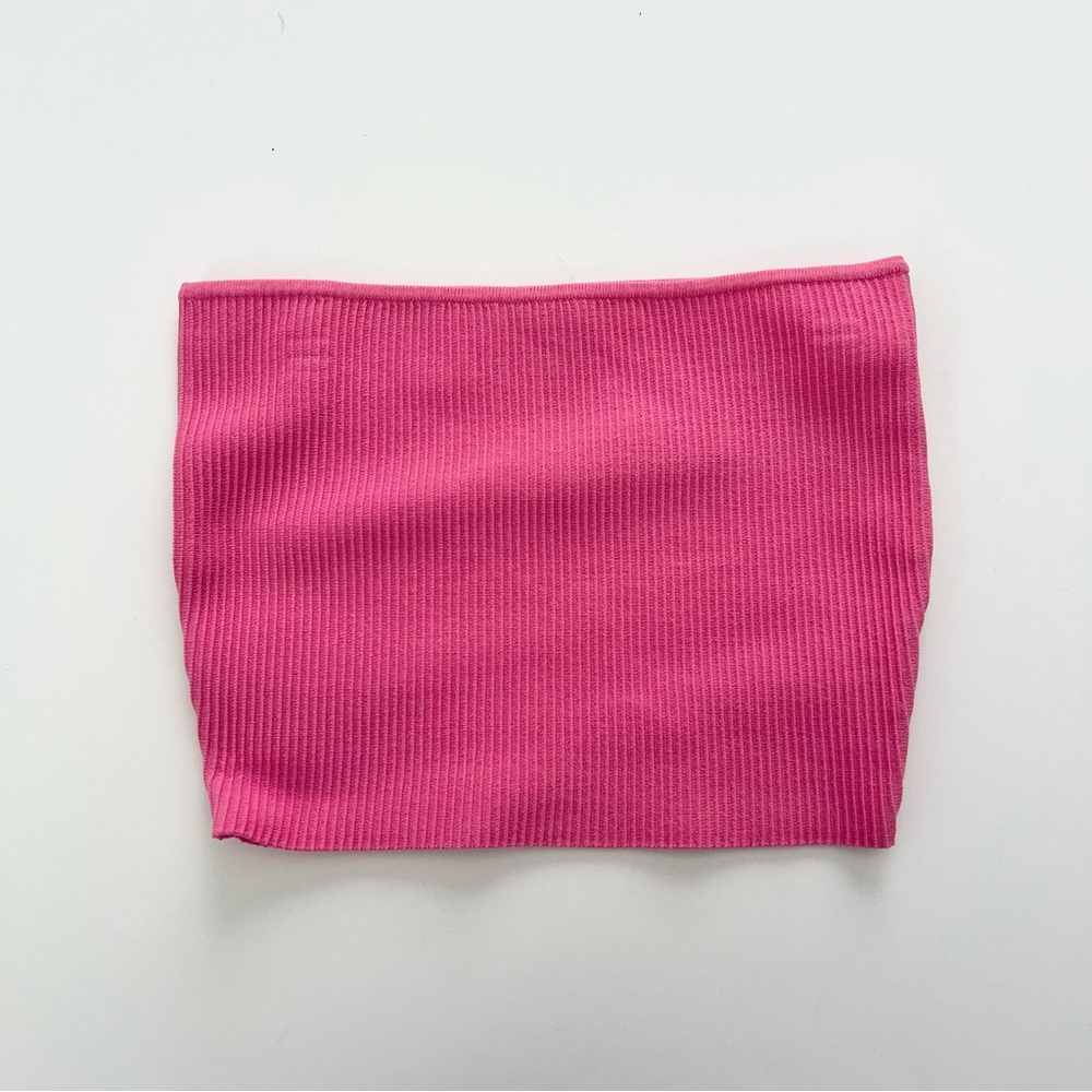 LA Hearts Cropped Strapless Tube‎ Top - Pink Size S